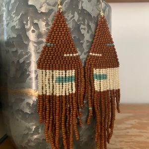 Hand Beaded Seed Bead Fringe Earrings